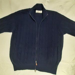 Brunello Cucinelli for Bergdorf Goodman navy blue zipper cardigan size medium